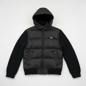 Disneyland Paris Black Hybrid Puffer Knit Sleeve Jacket Hood XL Unisex